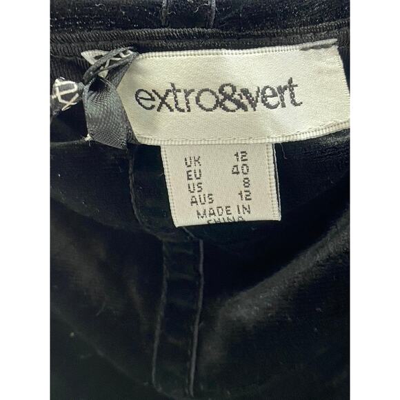 EXTRO & VERT Women's Black-White Velvet Corset Contrast Pleated Mini Dress SZ 8 - Picture 9 of 12